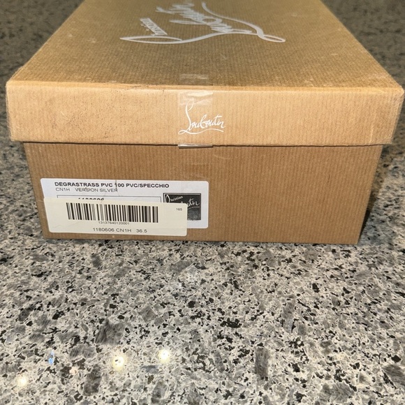 Christian Louboutin Degrastrass PVC 100/Specchio Rhinestone Clear/Silver Heels - Picture 13 of 14